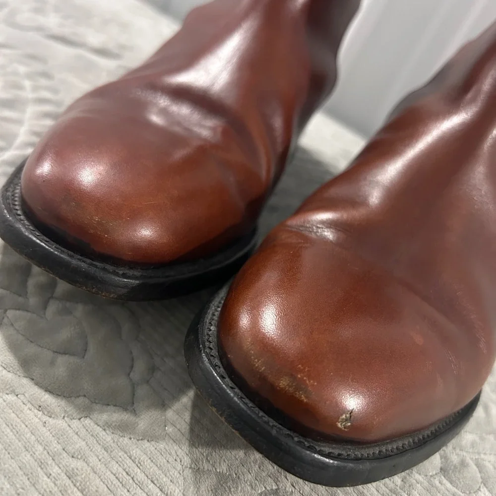 Mack James Cognac Leather Jodhpur Dress Ankle Strap Buckle Chelsea Boots 9